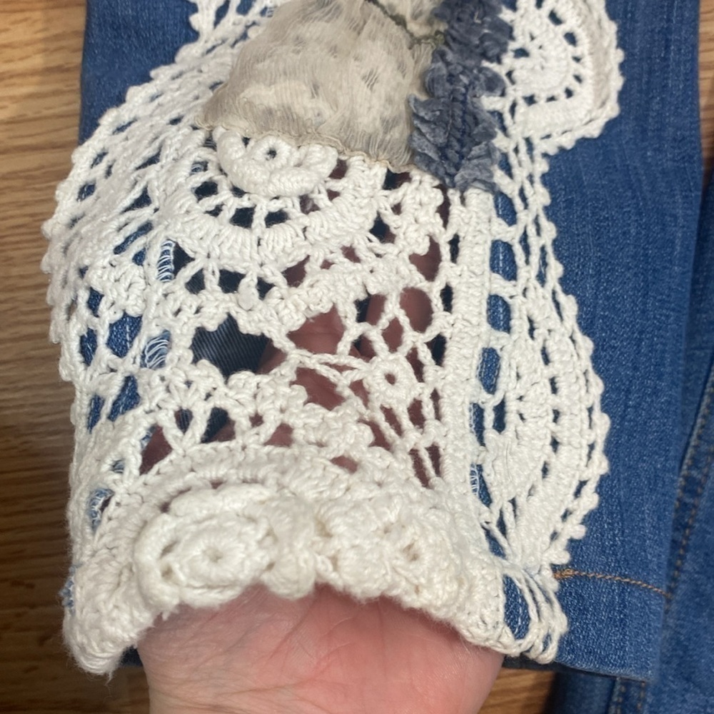 Crochet Patched High Rise Straight Leg Jeans - Picture 15 of 15
